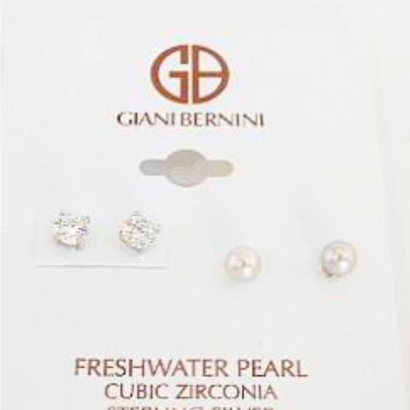 2 x Giani Bernini Silver and White Freshwater Pearl Earrings - Picture 1 of 1